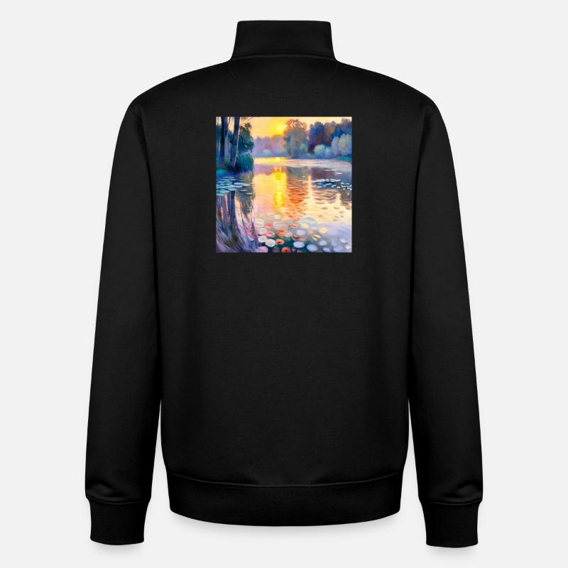 Nénuphars Impressionnisme - Sweat zippé unisexe en coton bio Stanley/Stella - noir