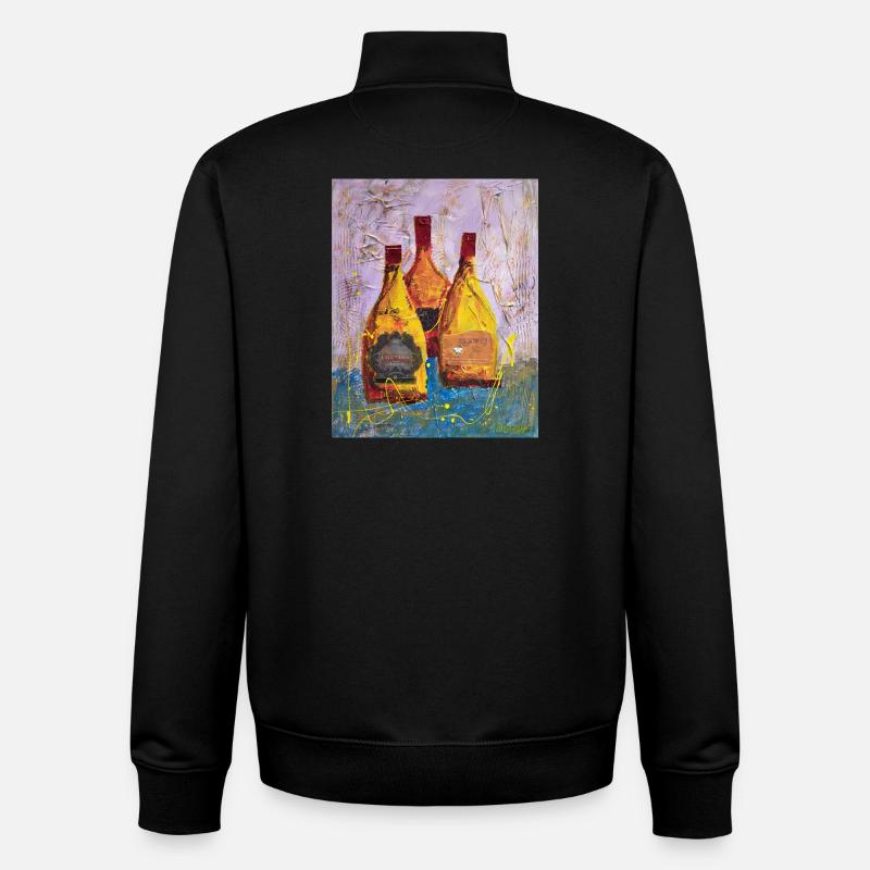Étiquettes de vin abstraites Round Hill - Sweat zippé unisexe en coton bio Stanley/Stella - noir