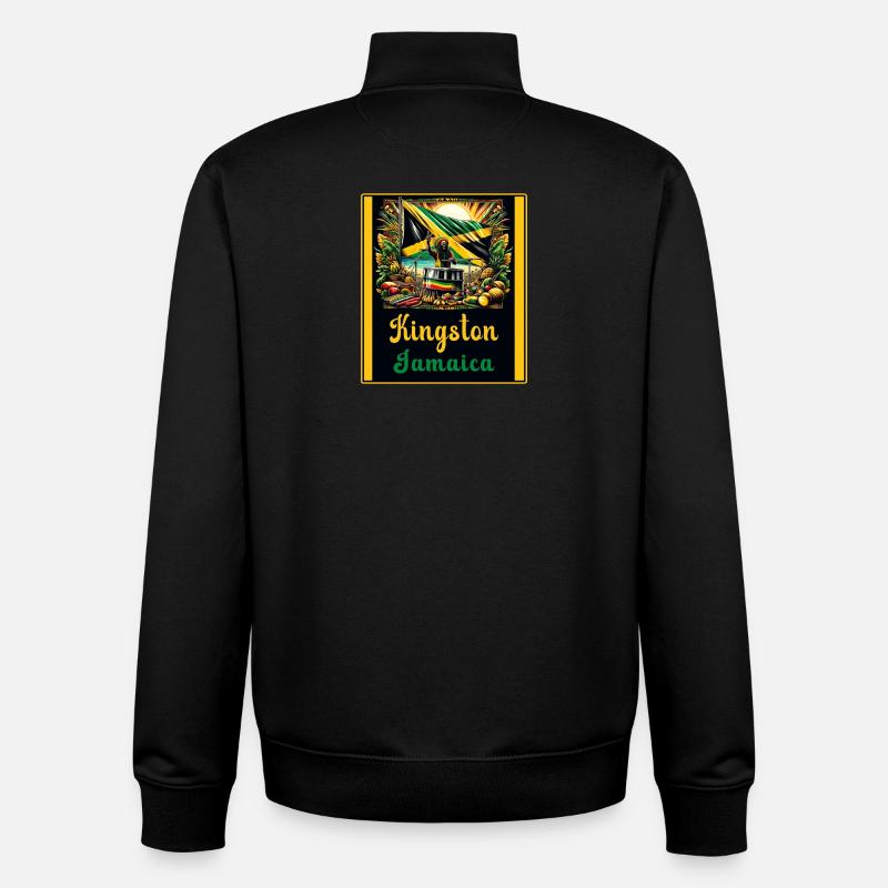 Jamaïque Kingston Reggae Design - Sweat zippé unisexe en coton bio Stanley/Stella - noir