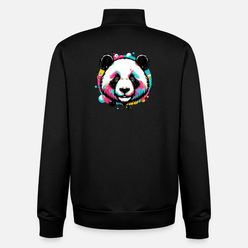 Panda - Unisex Organic Zip Sweatshirt by Stanley/Stella - black