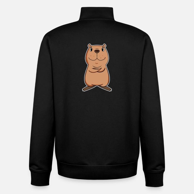 Capybara - Sweat zippé unisexe en coton bio Stanley/Stella - noir