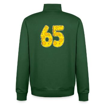65 ans de Lustig Käse - Sweat zippé unisexe en coton bio Stanley/Stella - vert bouteille - Dos - AI Model Male 185 dark (185cm)