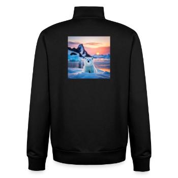 Ourson sur la Banquise - Sweat zippé unisexe en coton bio Stanley/Stella - noir - Dos - AI Model Male 185 light (185cm)