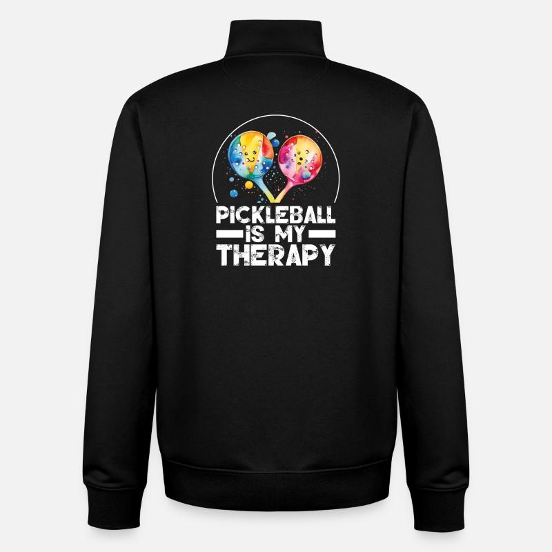 Le pickleball est ma thérapie - Sweat zippé unisexe en coton bio Stanley/Stella - noir