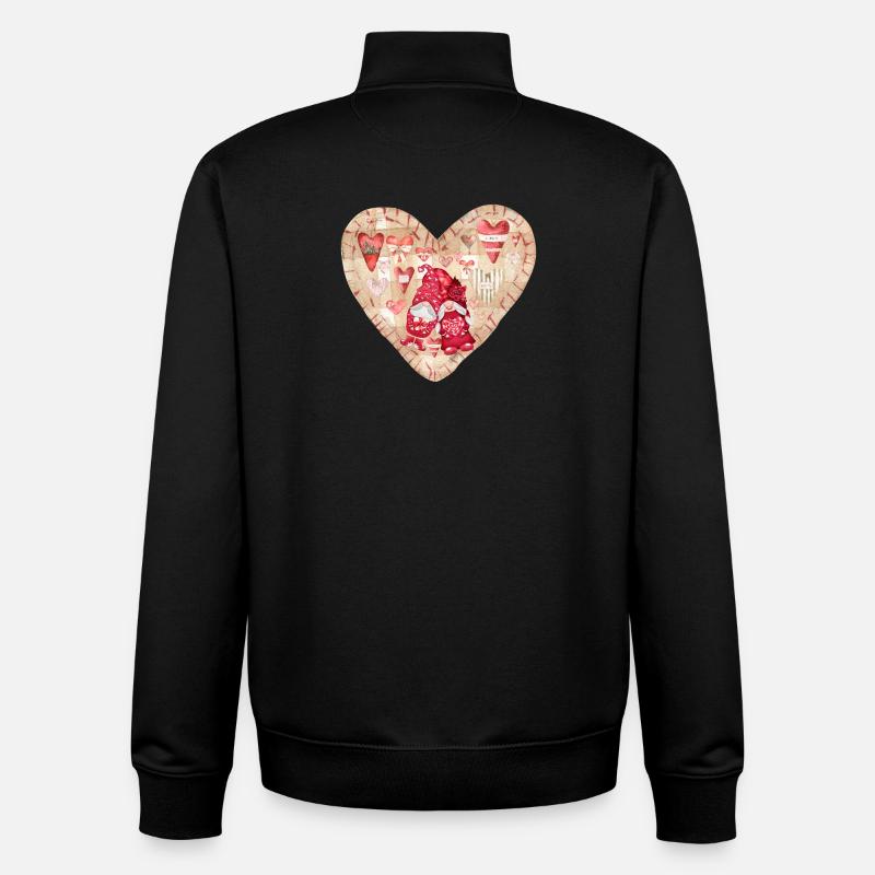 Verliebte Gartenzwerge Herz Design - Unisex Organic Zip Sweatshirt von Stanley/Stella - Schwarz