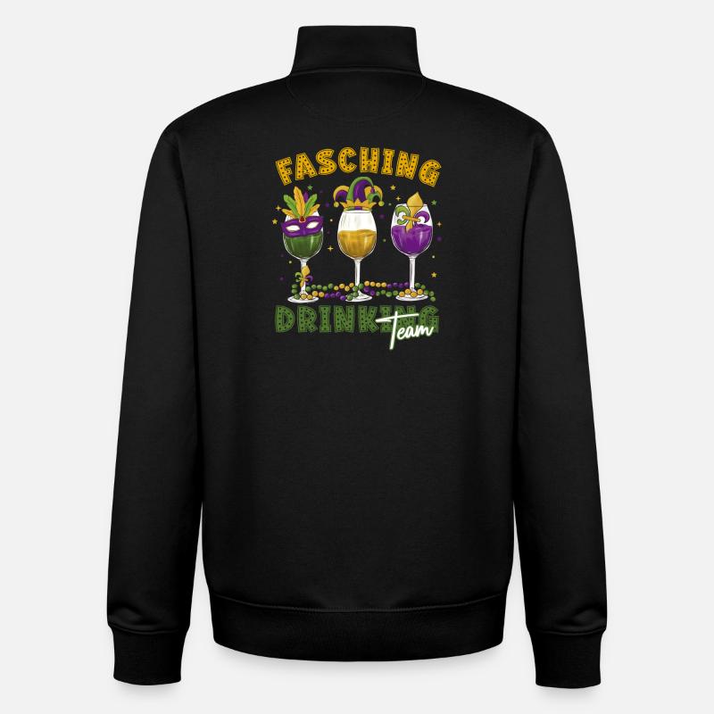 Fasching Karneval Drink Team Masken Gläser - Unisex Organic Zip Sweatshirt von Stanley/Stella - Schwarz