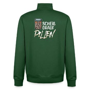 Haltung Gleichgültig Statement Egal Ist Mir Egal - Unisex Organic Zip Sweatshirt von Stanley/Stella - Flaschengrün - Hinten - AI Model Male 185 dark (185cm)