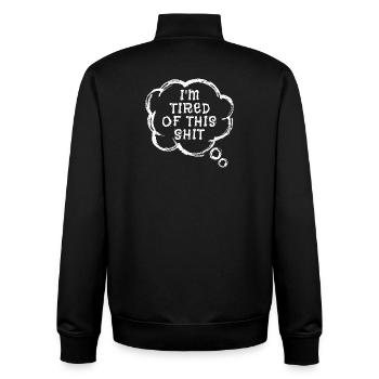 Je m’en fous cool en disant attitude indifférente - Sweat zippé unisexe en coton bio Stanley/Stella - noir - Dos - AI Model Male 185 light (185cm)