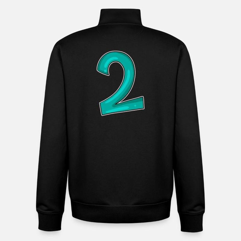 2 - Nombre - Numéro Deux - Sweat zippé unisexe en coton bio Stanley/Stella - noir