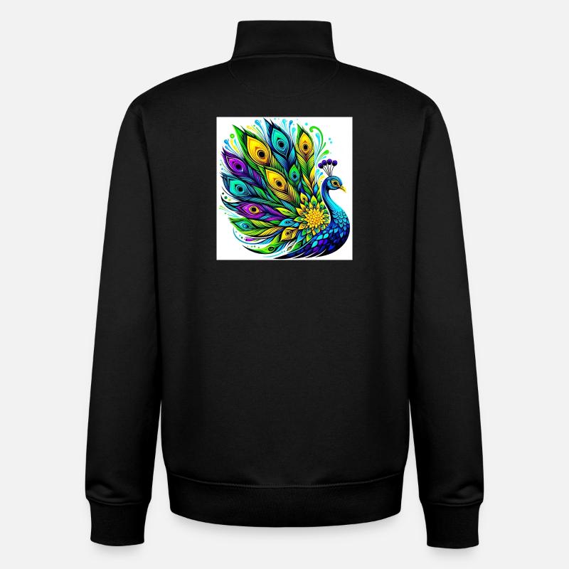 Peacock - Unisex Organic Zip Sweatshirt by Stanley/Stella - black