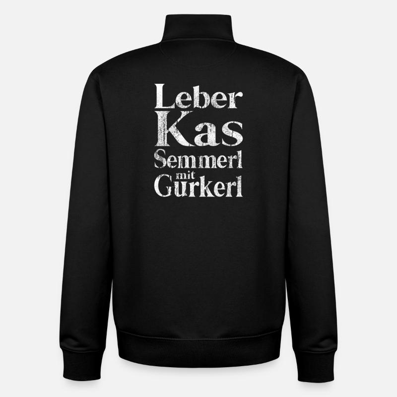 Leberkas Semmerl mit Gurkerl – Dialekt - Unisex Organic Zip Sweatshirt von Stanley/Stella - Schwarz