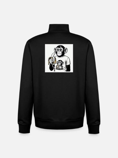 A monkey and his banana - Unisex Organic Zip Sweatshirt by Stanley/Stella - black
