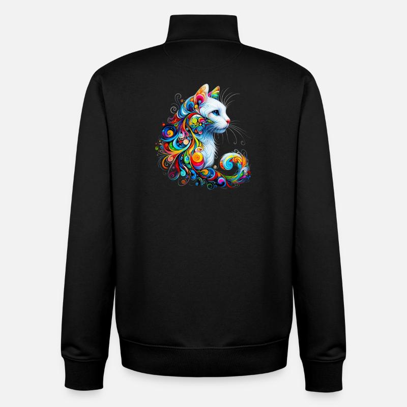 Chat - Sweat zippé unisexe en coton bio Stanley/Stella - noir