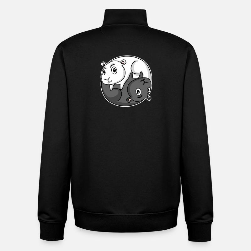 Cochon d’Inde Yin Yang Cochon d’Inde - Sweat zippé unisexe en coton bio Stanley/Stella - noir