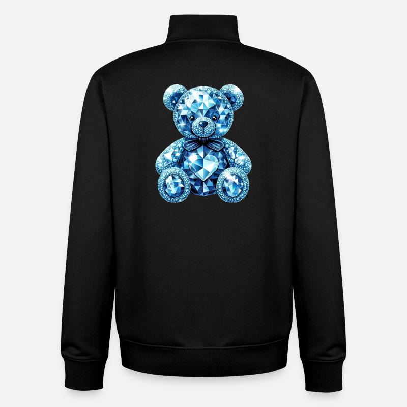 Diamant Ours en cristal Diamants - Sweat zippé unisexe en coton bio Stanley/Stella - noir