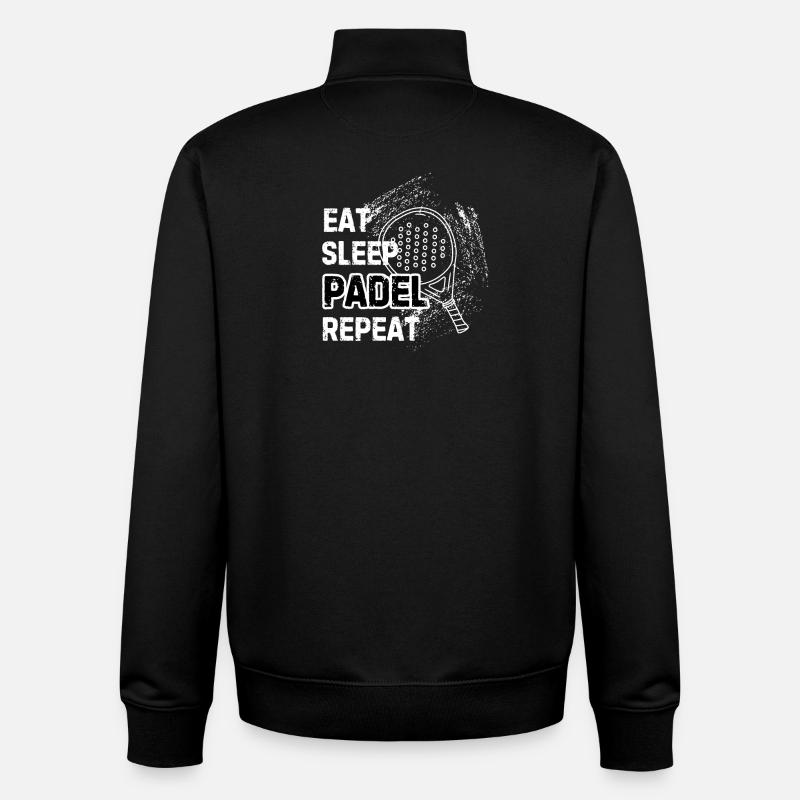 Eat Sleep Padel Répétition - Sweat zippé unisexe en coton bio Stanley/Stella - noir