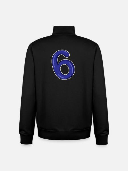 Number 6 Number Blue - Unisex Organic Zip Sweatshirt by Stanley/Stella - black