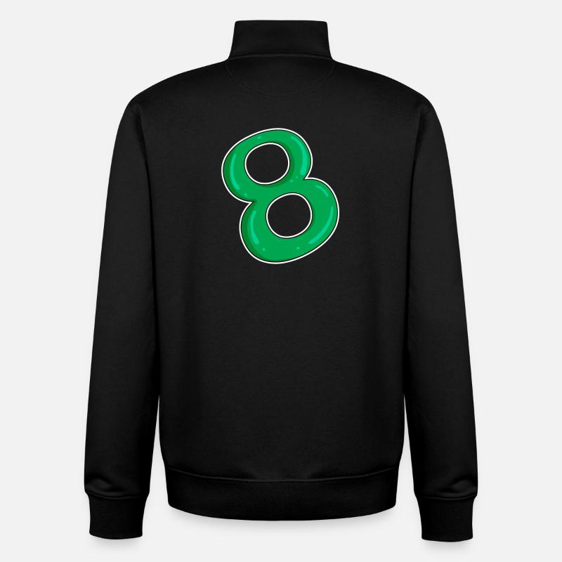 Eight - 8 - Green - Unisex Organic Zip Sweatshirt by Stanley/Stella - black