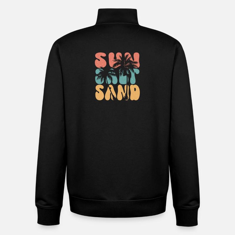 Été - Soleil, sel et sable - Sweat zippé unisexe en coton bio Stanley/Stella - noir
