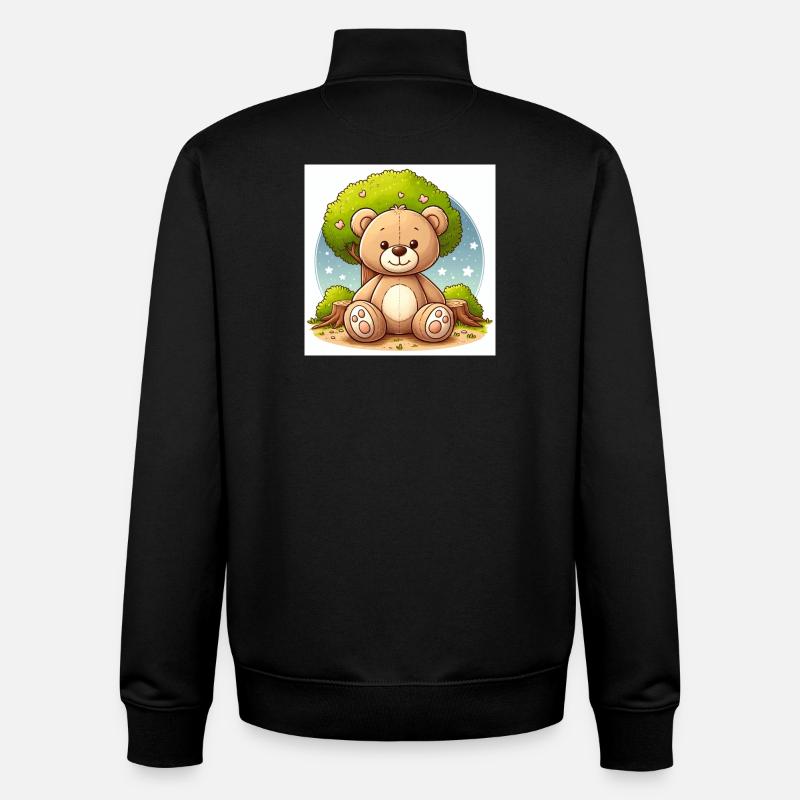 Teddybär vor einem Baum - Unisex Organic Zip Sweatshirt von Stanley/Stella - Schwarz