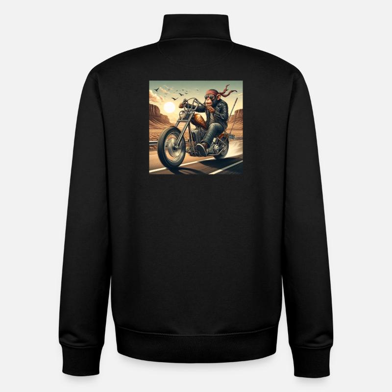 Cooler Affe auf einem Chopper - Unisex Organic Zip Sweatshirt von Stanley/Stella - Schwarz