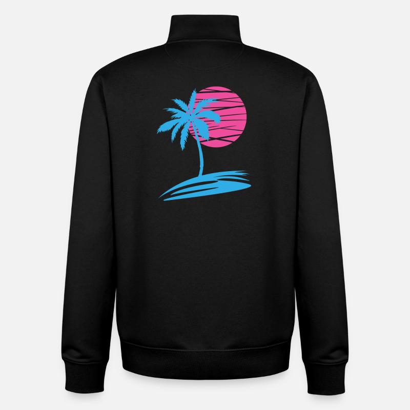 PALMIER D’ÉTÉ DEVANT LE SOLEIL - Sweat zippé unisexe en coton bio Stanley/Stella - noir