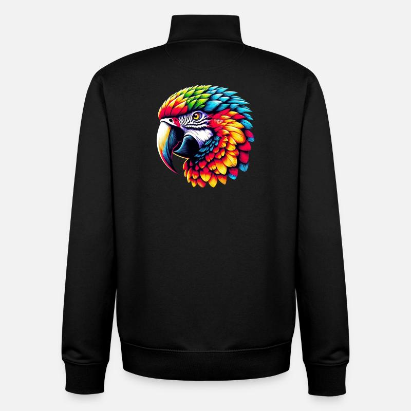 Perroquet - Sweat zippé unisexe en coton bio Stanley/Stella - noir