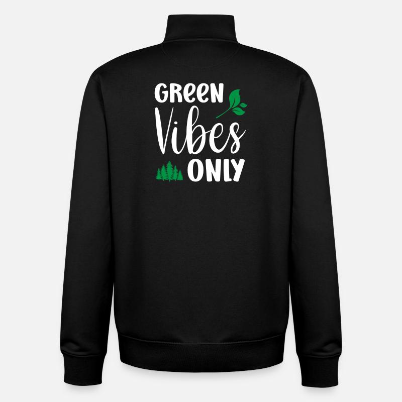 Uniquement des vibrations vertes - Sweat zippé unisexe en coton bio Stanley/Stella - noir