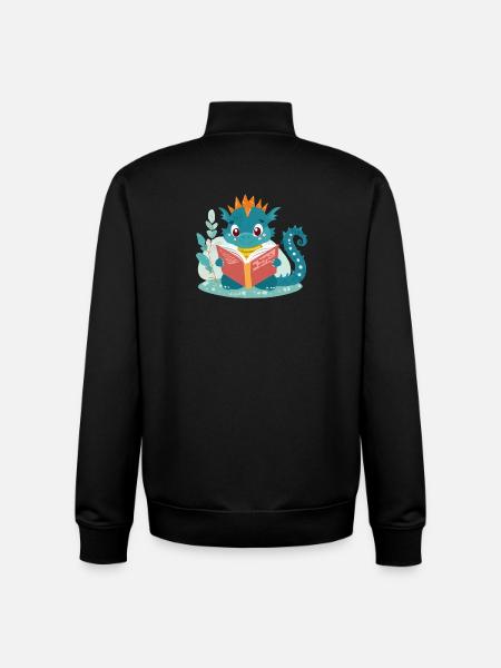 Little dragon with book - Unisex Organic Zip Sweatshirt by Stanley/Stella - black