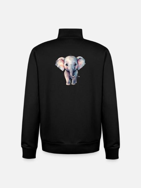 PastellElefant im Aquarellstil - Unisex Organic Zip Sweatshirt von Stanley/Stella - Schwarz
