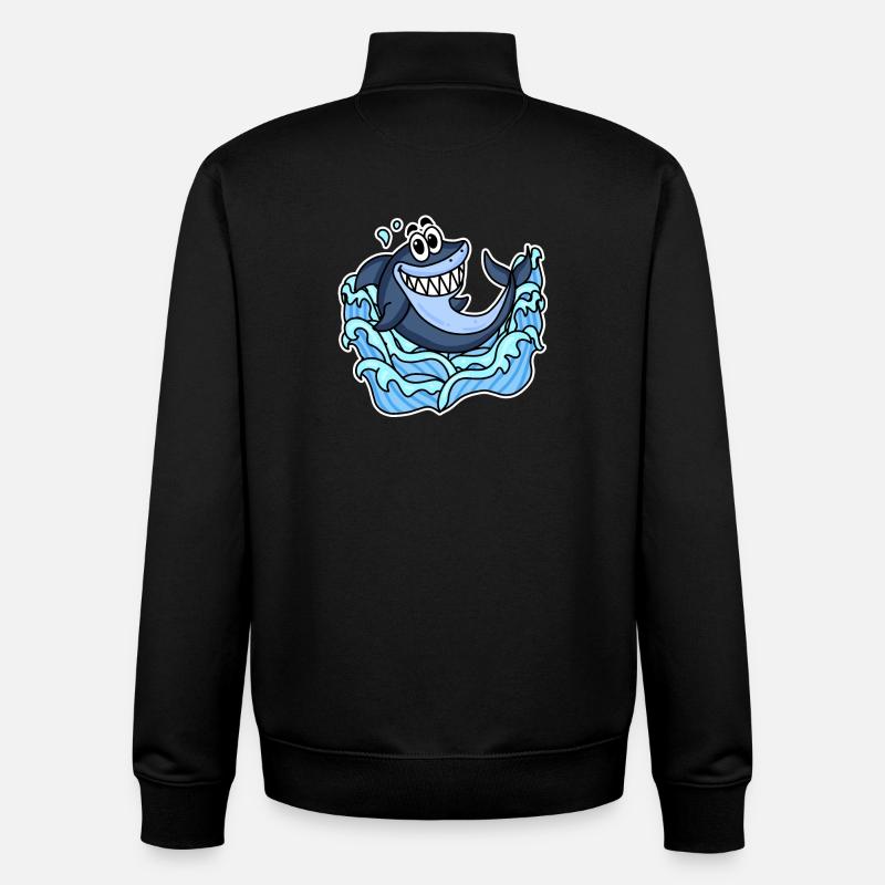 Poisson requin - Sweat zippé unisexe en coton bio Stanley/Stella - noir