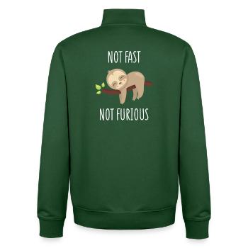 Not Fast, Not Furious - Unisex Organic Zip Sweatshirt by Stanley/Stella - bottle green - Back - AI Model Male 185 dark (185cm)
