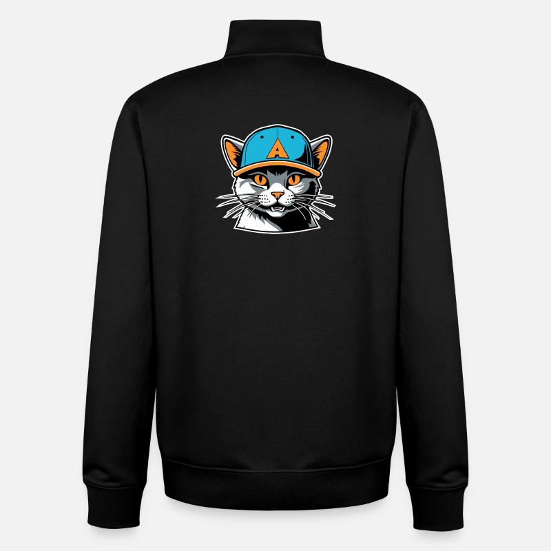 Chat dans un chapeau - Sweat zippé unisexe en coton bio Stanley/Stella - noir