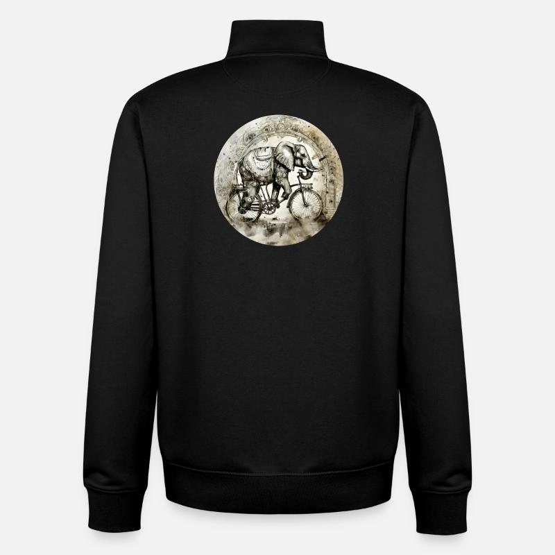 Éléphant indien sur la roue - Sweat zippé unisexe en coton bio Stanley/Stella - noir