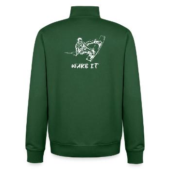 Kitesurfer Statement Wakeboard Stunt Water Sports - Unisex Organic Zip Sweatshirt by Stanley/Stella - bottle green - Back - AI Model Male 185 dark (185cm)