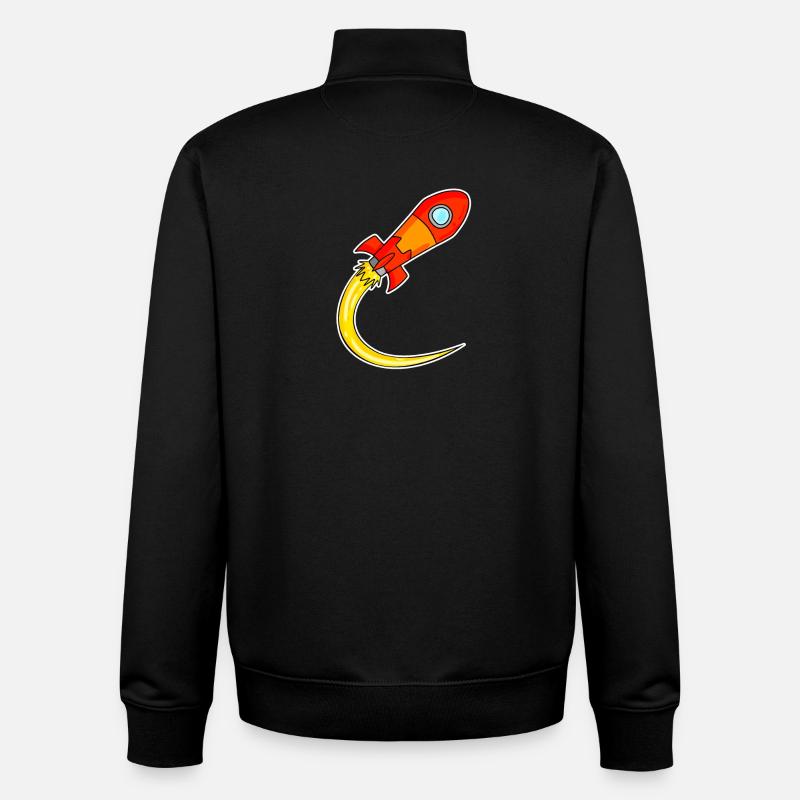 Motif de fusée - Sweat zippé unisexe en coton bio Stanley/Stella - noir
