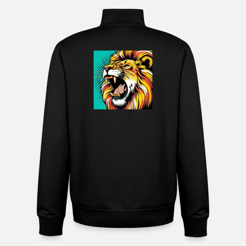 Lion Pop Art - Unisex Organic Zip Sweatshirt by Stanley/Stella - black