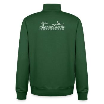 Wave Wakeboard Surfing Water Sports Surfing - Unisex Organic Zip Sweatshirt by Stanley/Stella - bottle green - Back - AI Model Male 185 dark (185cm)