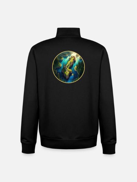 Fantasy Sweden map - Unisex Organic Zip Sweatshirt by Stanley/Stella - black