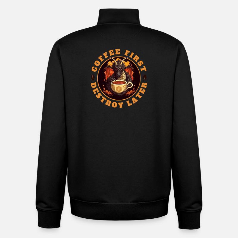 KAFFEE ZUERST - DANN VERNICHTEN - Unisex Organic Zip Sweatshirt von Stanley/Stella - Schwarz