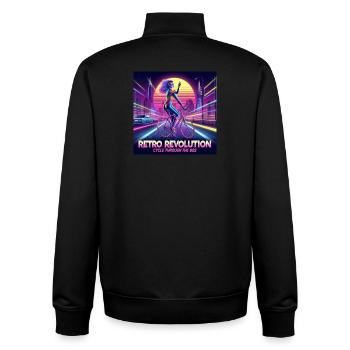 Retro-Revolution - 80er Jahre Poster - Mädchen auf dem Fahrrad - Unisex Organic Zip Sweatshirt von Stanley/Stella - Schwarz - Hinten - AI Model Male 185 light (185cm)