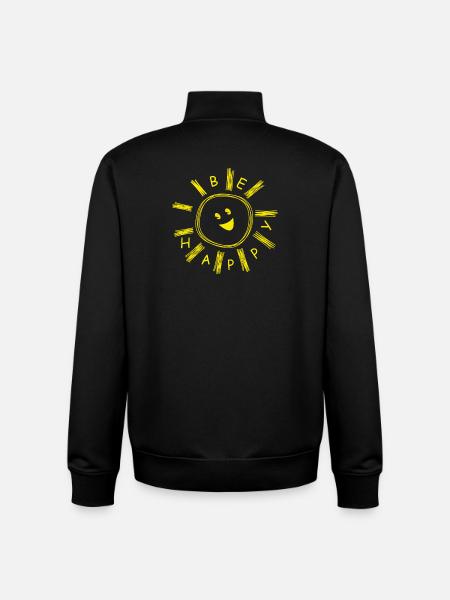 BE HAPPY CHEERFUL SUN - Unisex Organic Zip Sweatshirt by Stanley/Stella - black