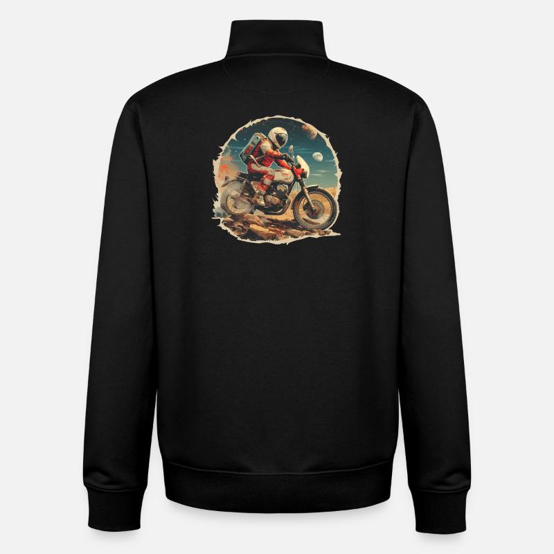 An astronaut on a motorcycle - Unisex Organic Zip Sweatshirt by Stanley/Stella - black