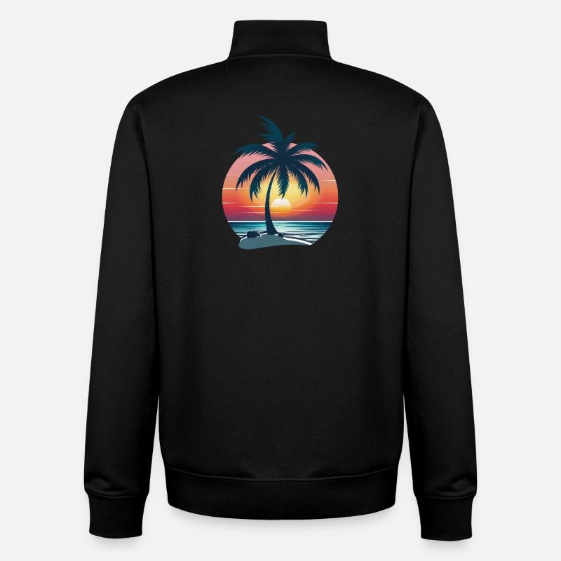 Palm Tree Sunset - Unisex Organic Zip Sweatshirt by Stanley/Stella - black