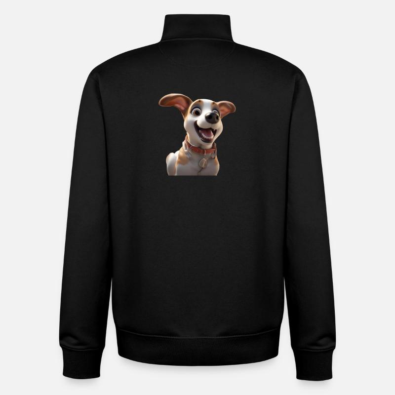 Glücklicher Hund - Unisex Organic Zip Sweatshirt von Stanley/Stella - Schwarz