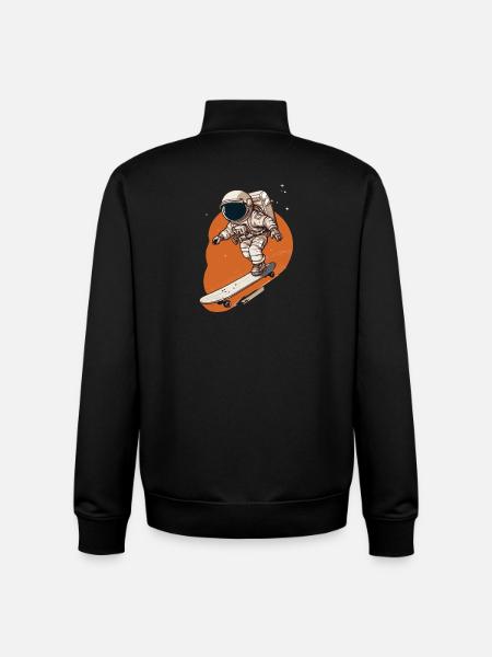 Astronaut Skateboarder in Orbit - Unisex Organic Zip Sweatshirt by Stanley/Stella - black