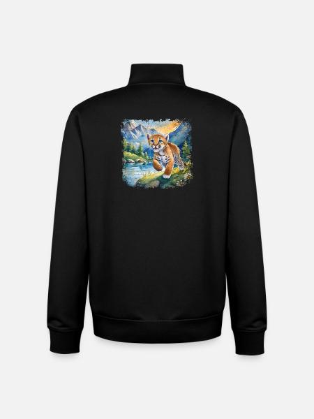 Niedlicher junger Tiger | Kinderbuchstil - Unisex Organic Zip Sweatshirt von Stanley/Stella - Schwarz
