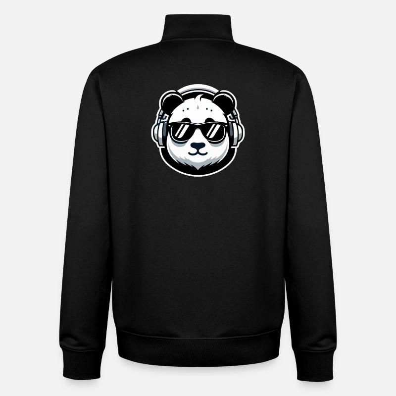 Panda DJ with Sunglasses - Unisex Organic Zip Sweatshirt by Stanley/Stella - black