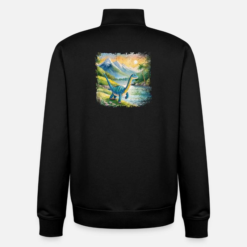 Niedlicher junger Thesaurus Kinderbuchstil Aquarel - Unisex Organic Zip Sweatshirt von Stanley/Stella - Schwarz