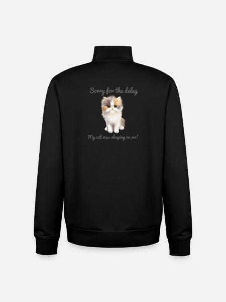 My cat was sleeping on me  - Unisex Organic Zip Sweatshirt by Stanley/Stella - black